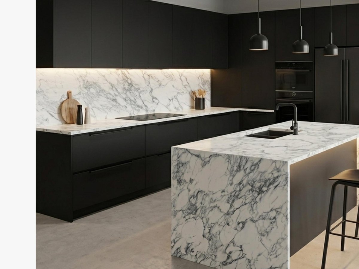 Cocina con encimera Balop, piedra sinterizada